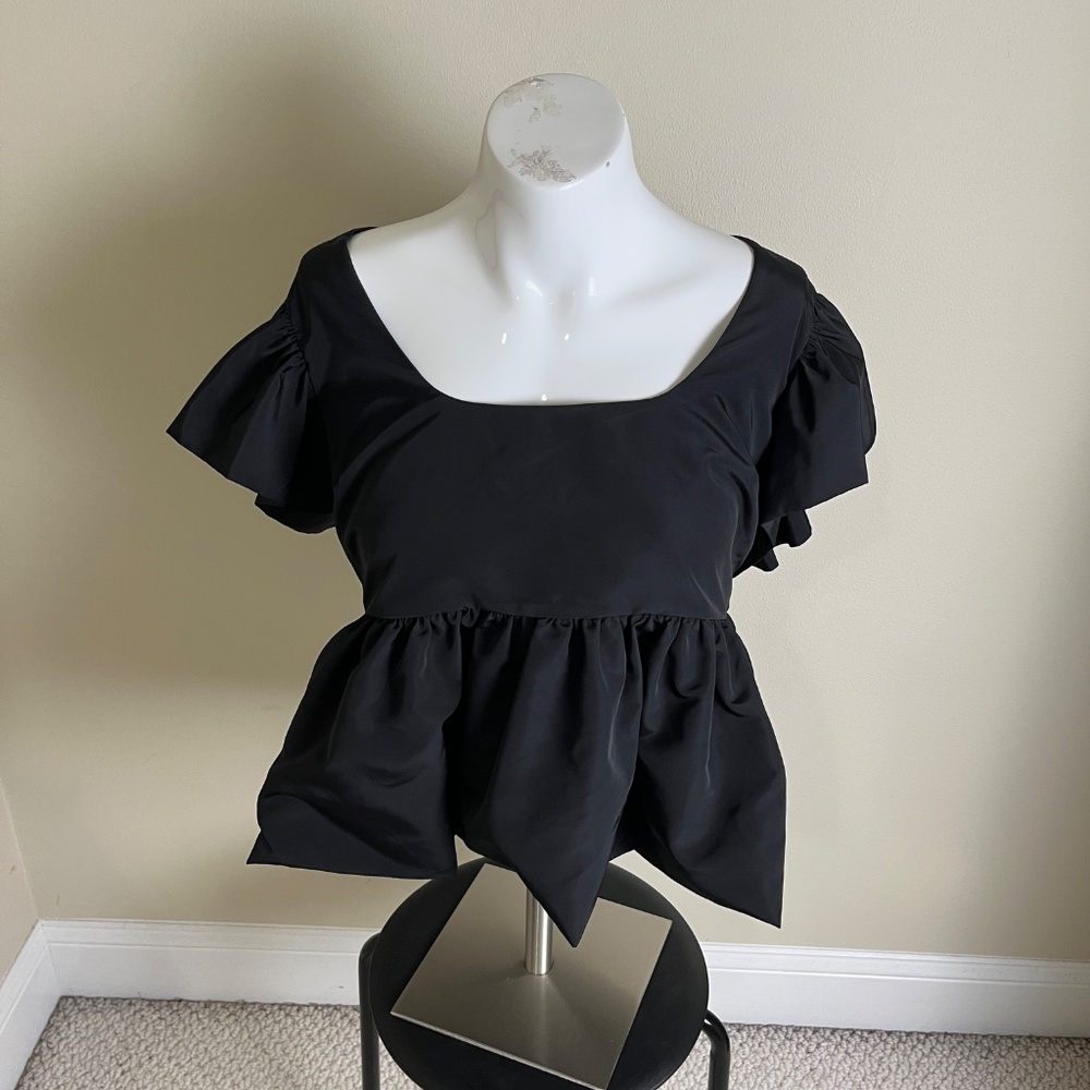 NWT Express Square Neck Flutter Sleeve Peplum Babydoll Top